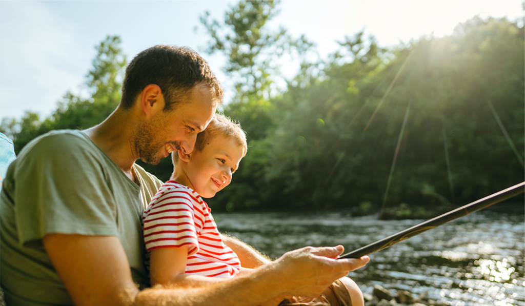 father and son fishing