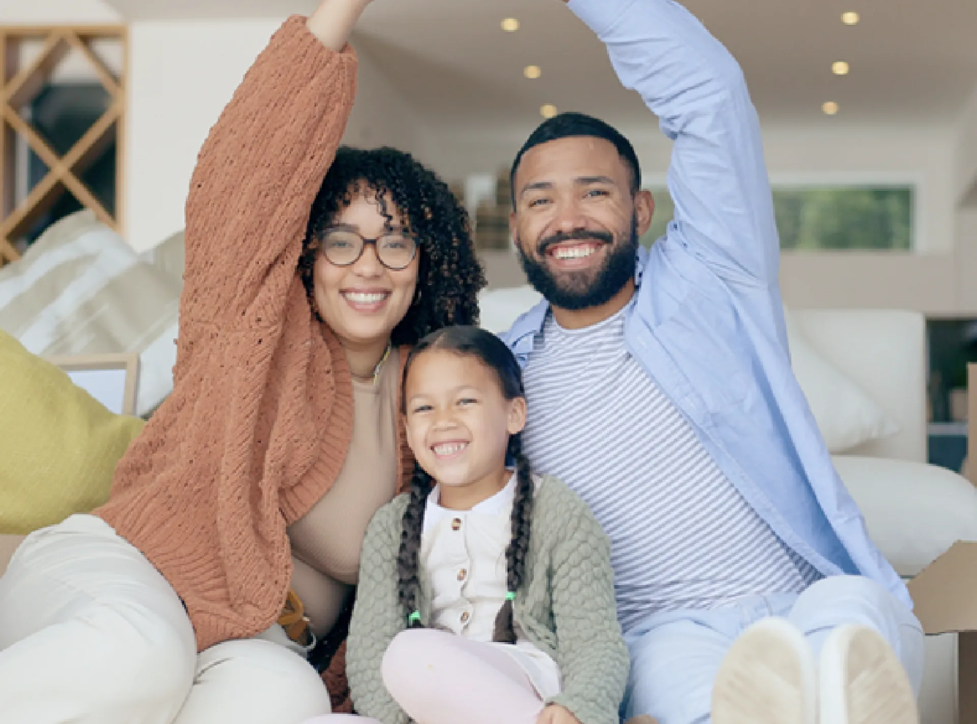 A family on the living room