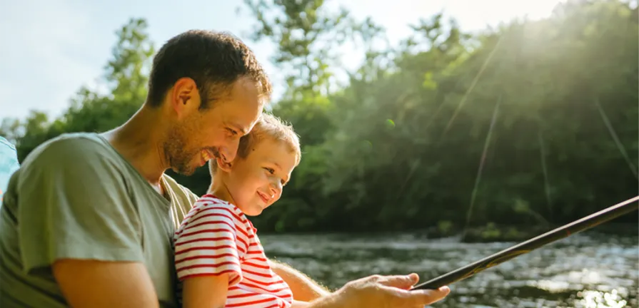 father and son fishing